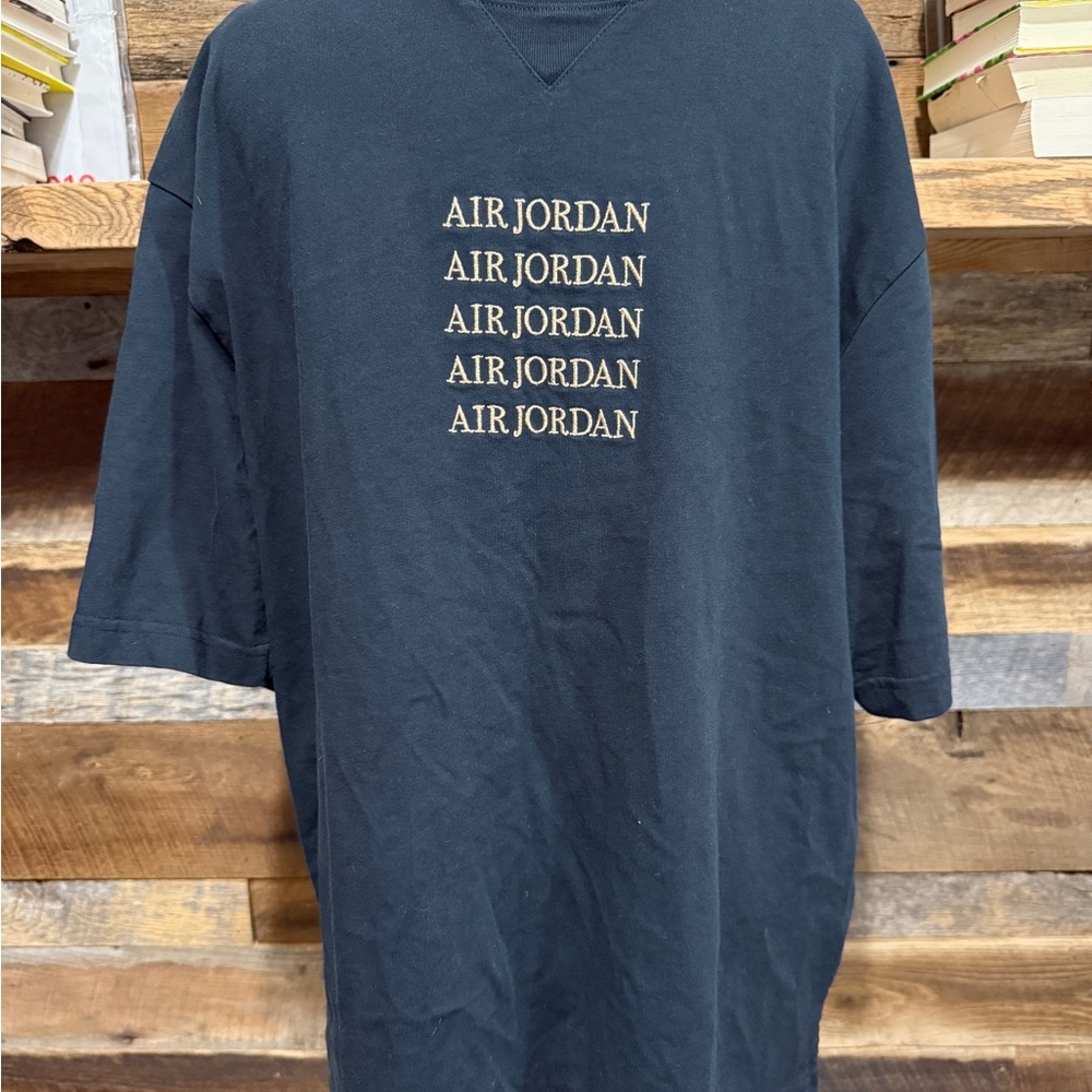Jordan Men’s Navy Tee with Stacked Ivory Air Jordan Logo